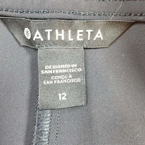 Athleta Black Wide Leg Cropped Pants –‎ Women's Size 12 Career Casual READ - Picture 2 of 8